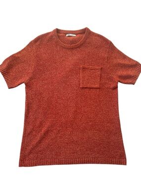 Zara Men's Short-Sleeve Crewneck Sweater in Burnt Orange